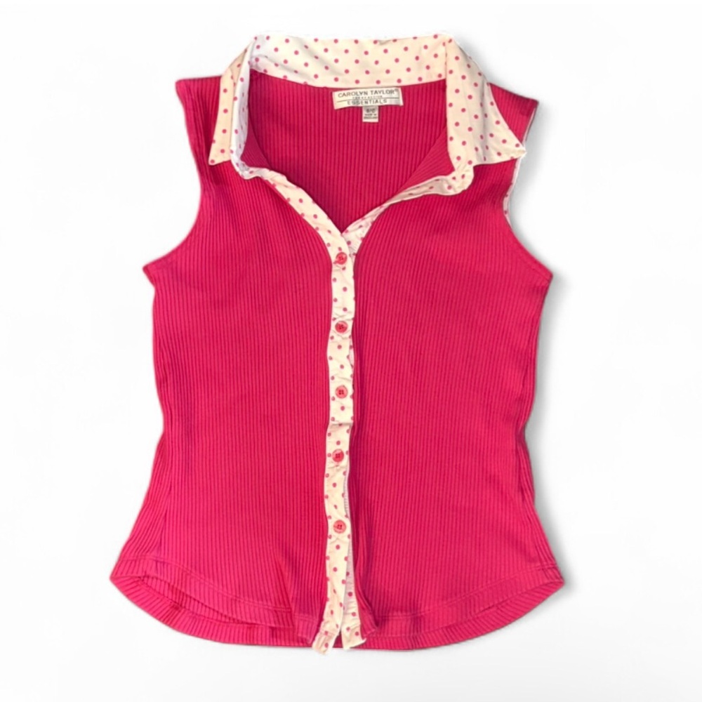 Carolyn Taylor Pink Top with Polka Dot Detail